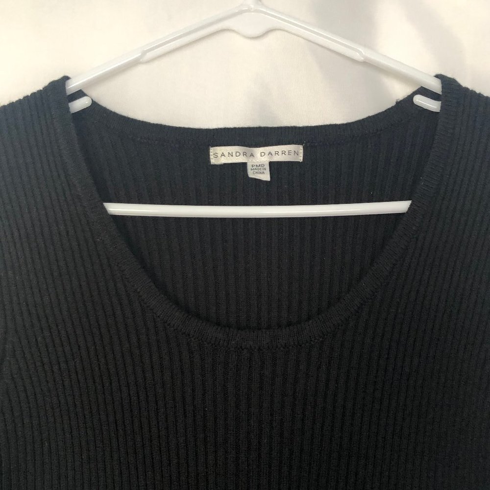 Sandra Darren Sweater Dress Color Black Cream and Gray Size PM - Picture 5 of 12
